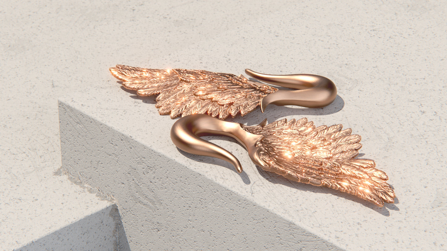 Angel Wing Ear Weights - 9ct Rose Gold