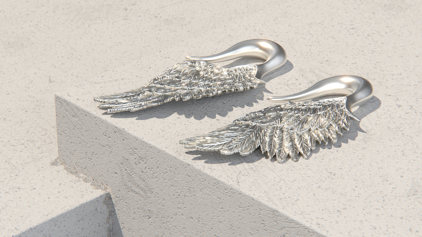 Angel Wing Ear Weights - Sterling Silver