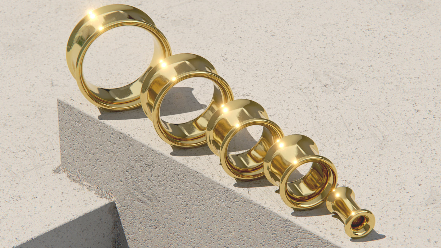 Double Flare Tunnels - 9ct Gold