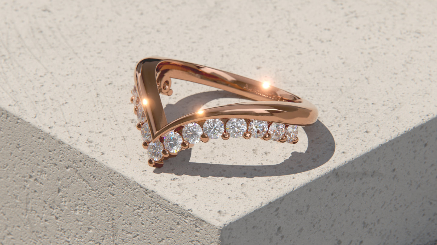 0.60ct Diamond Wishbone Ring - 9ct Rose Gold