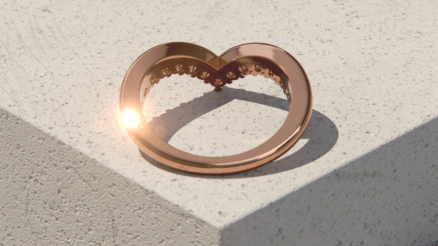 0.60ct Diamond Wishbone Ring - 9ct Rose Gold