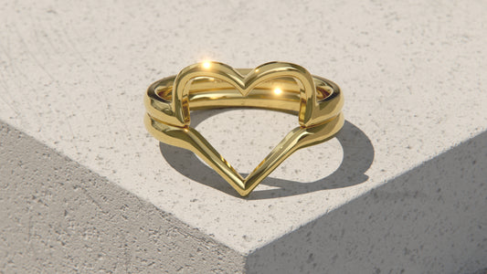 Two Part Heart Ring - 9ct Gold