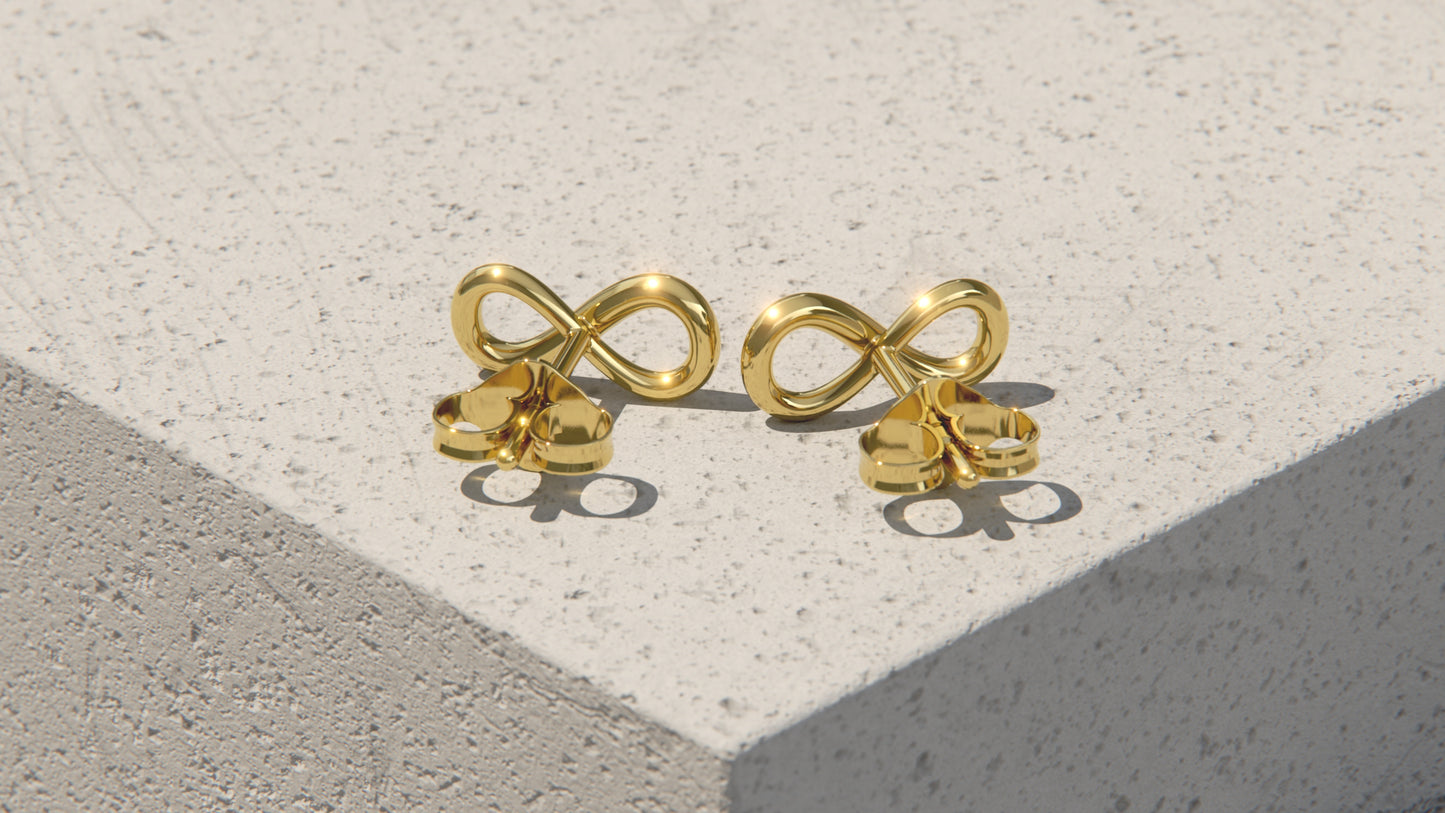 Infinity Ear Studs - 9ct Gold