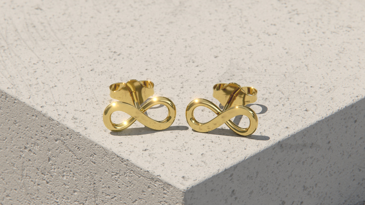 Infinity Ear Studs - 9ct Gold