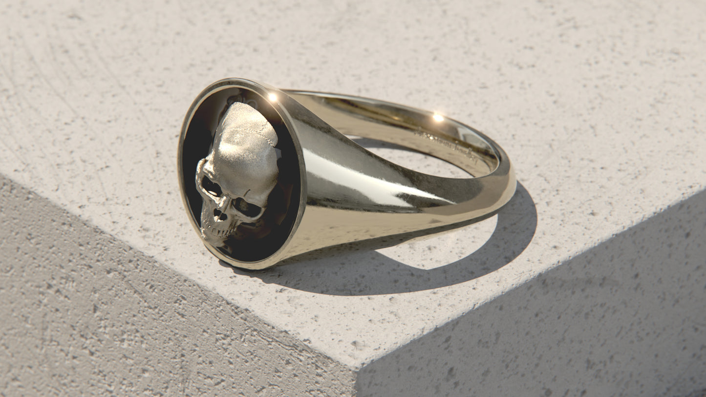 The Void - Memento Mori Signet Ring - 9ct White Gold