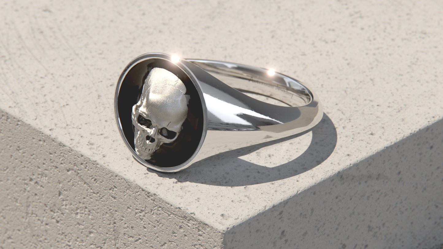 The Void - Memento Mori Signet Ring - Sterling Silver