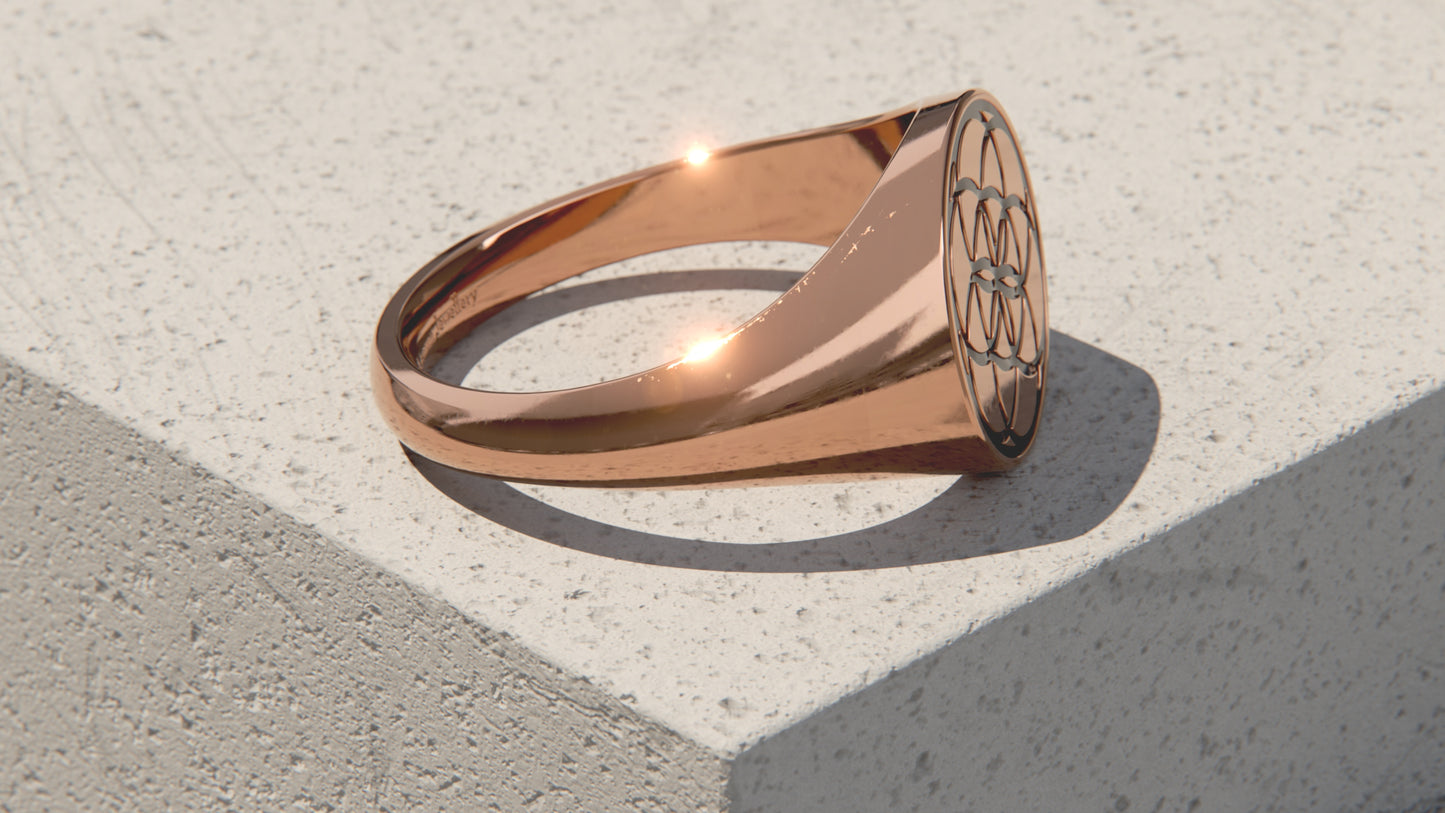 Seed of Life Signet Ring - 9ct Rose gold