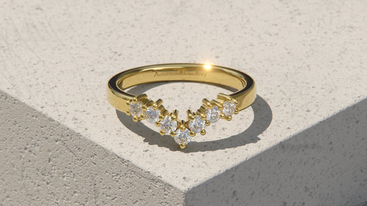 0.28ct Seven Diamond Wishbone Ring - 9ct Gold